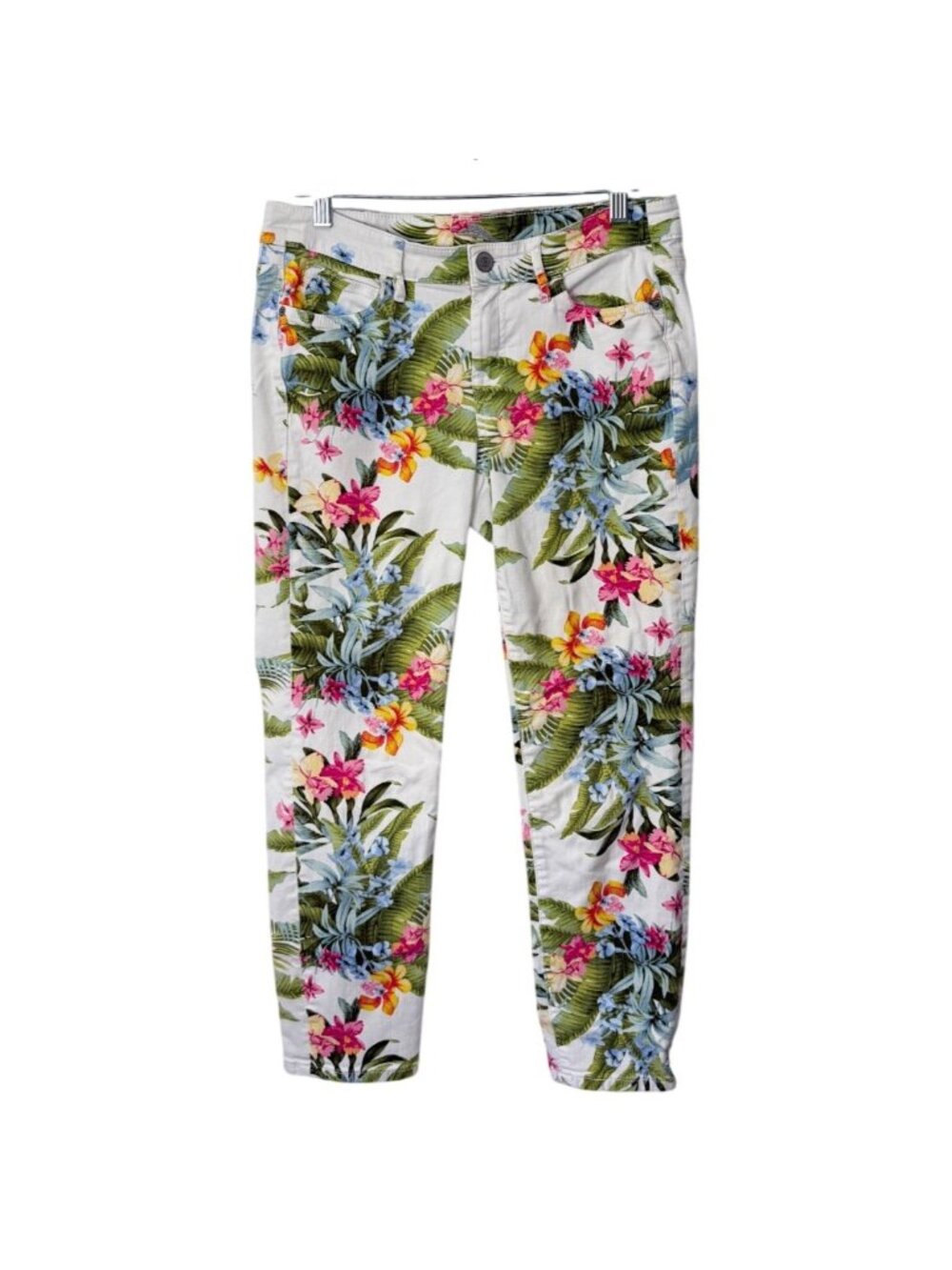 Tommy Bahama Womens 28x28  Skinny Ankle Jeans Floral Tropical White Green Resort